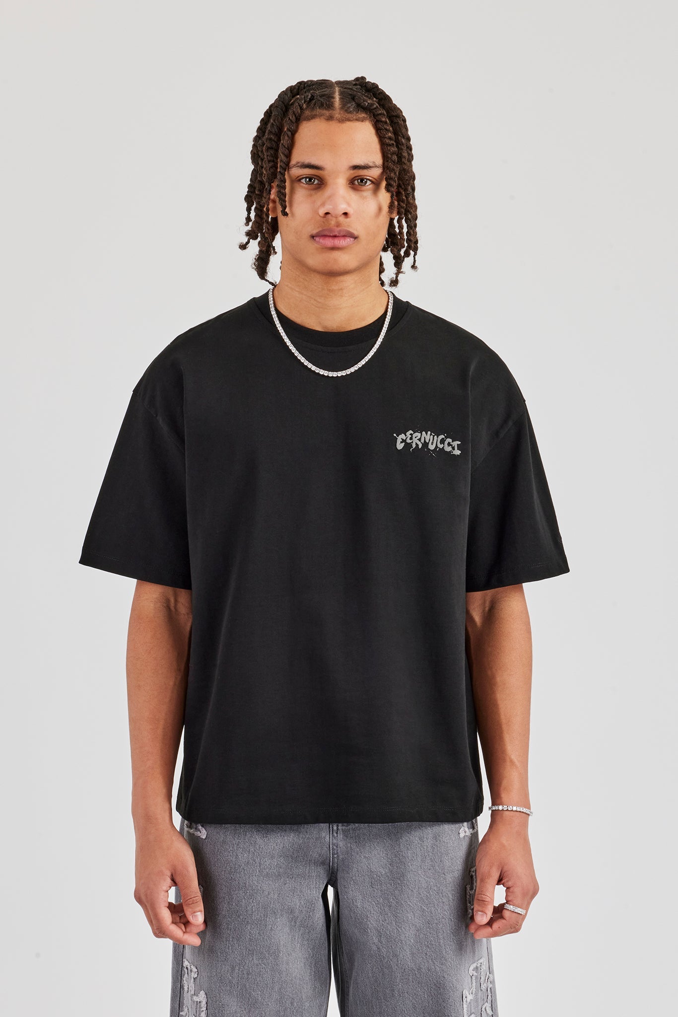 Regular Back Puff Print T-Shirt - Black